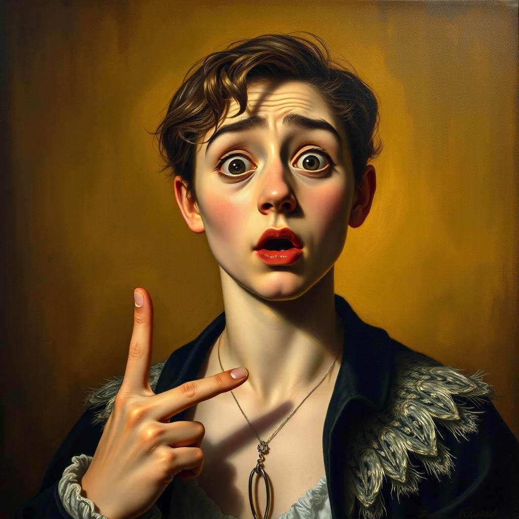 Surprised Person in Dutch Masters Style Painting