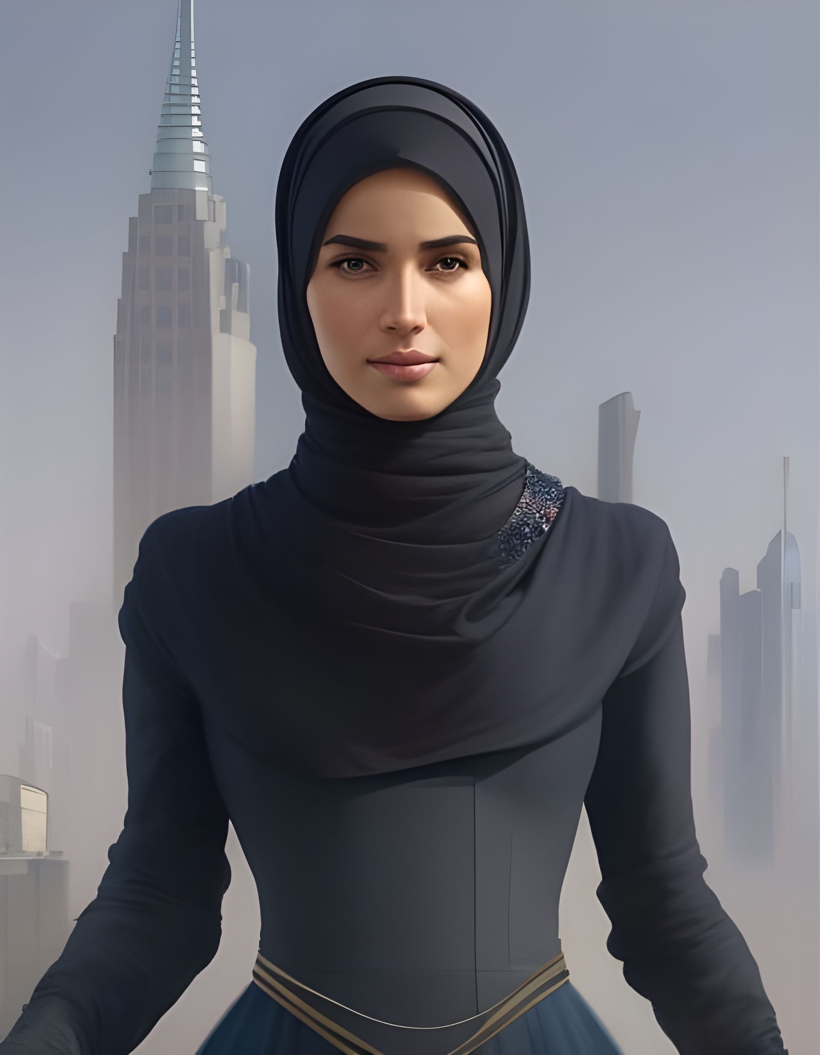 German Woman Portrait with Hijab in City