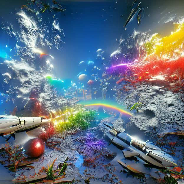 Rainbow Space School in 8K 3D CryEngine Style