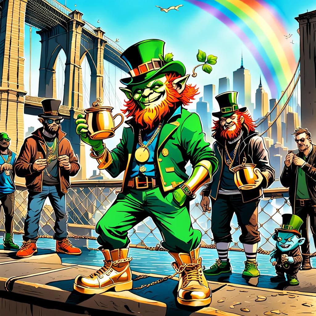 Urban Fantasy Art of Leprechaun Monster in Brooklyn