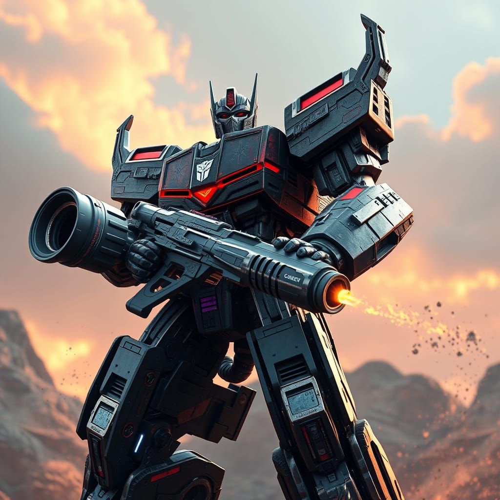 Cyberpunk Megatron Unleashes Mega Blaster in Fantastical 8K