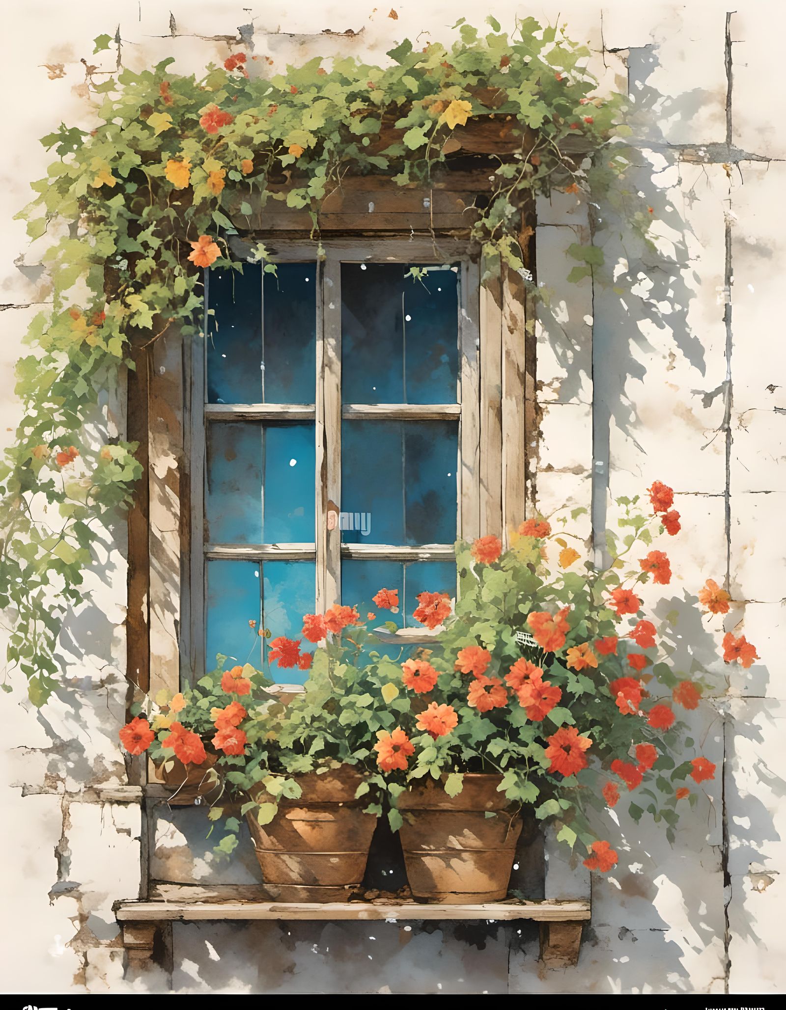 Old Wooden Window in Splatter Graffiti Style