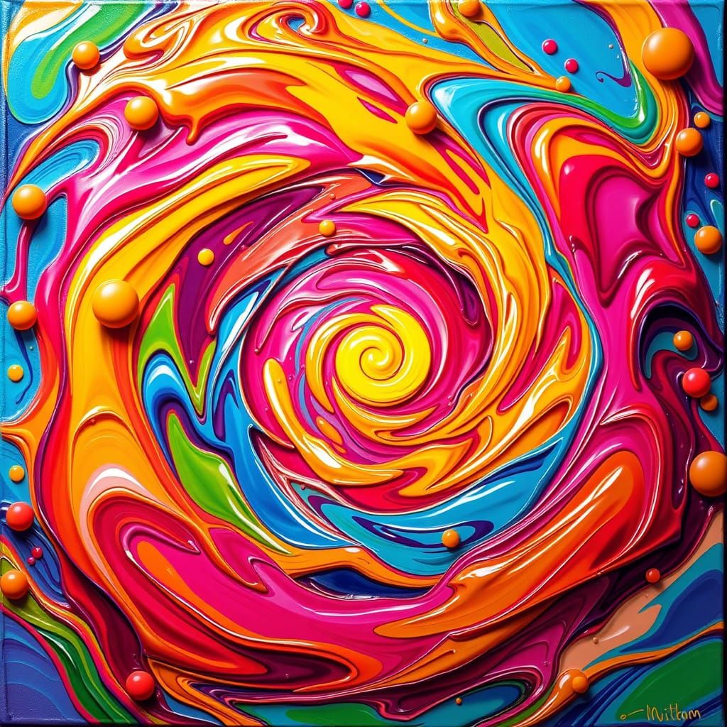 Surreal Acrylic Wonderland in Golden Ratio Composition