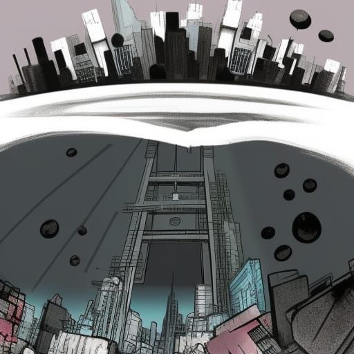 Post-Apocalyptic Manhattan in Graphic Anime Style