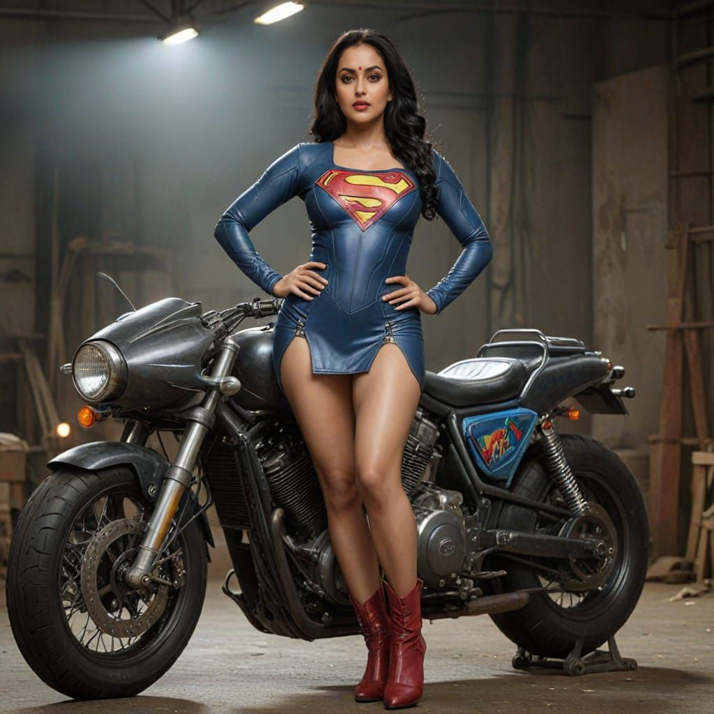 Epic Cinematic Superheroine on Motorbike