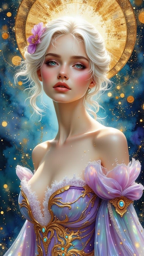 Surreal Goddess Radiates Ethereal Light and Color