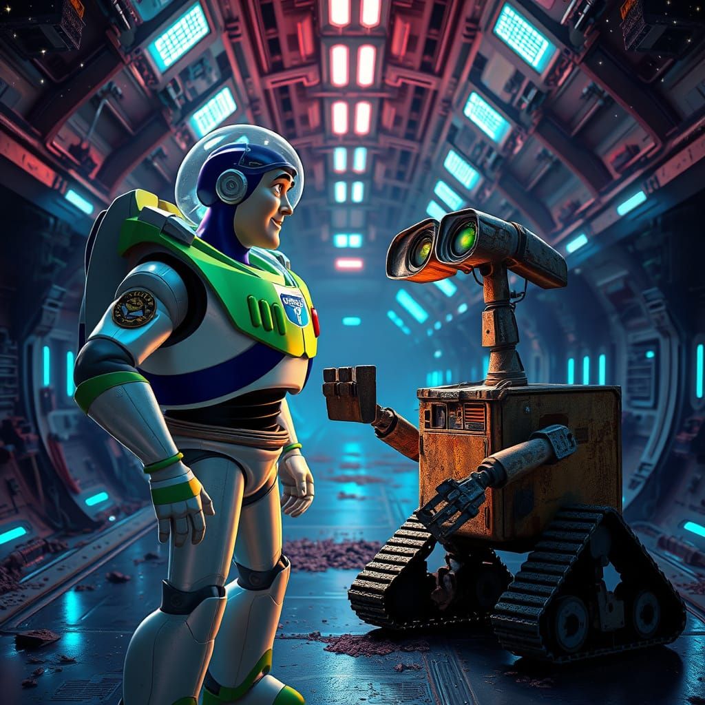 Space Ranger Meets Rusty Robot in Abandoned Space Station