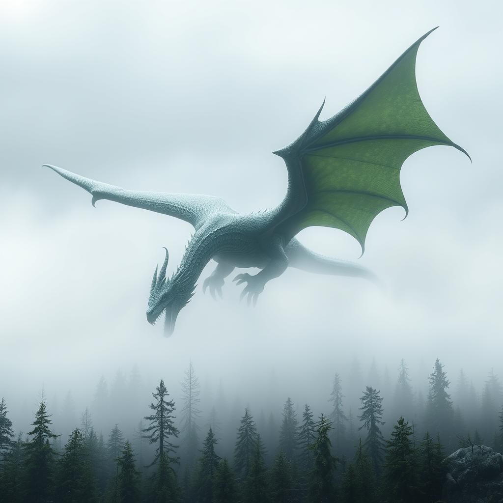 Majestic Green Dragon Over Ancient Forest