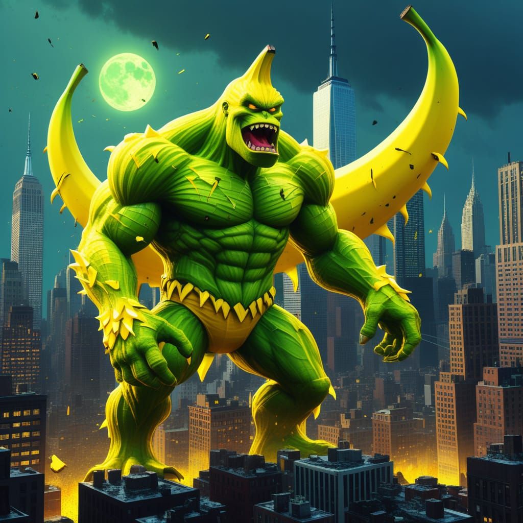 Giant Banana Monster Crushes New York: Comic Art