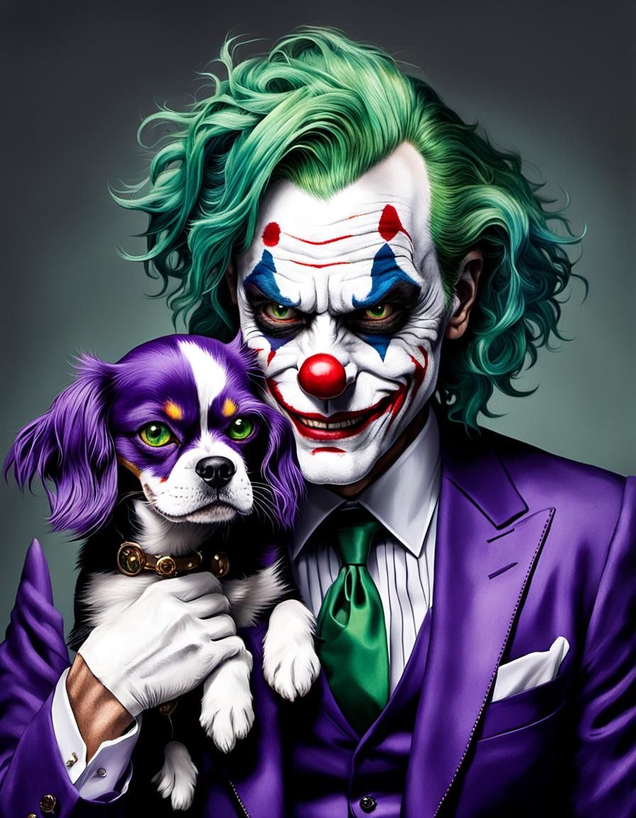 Joker Portrait with Cavalier King Charles Spaniel