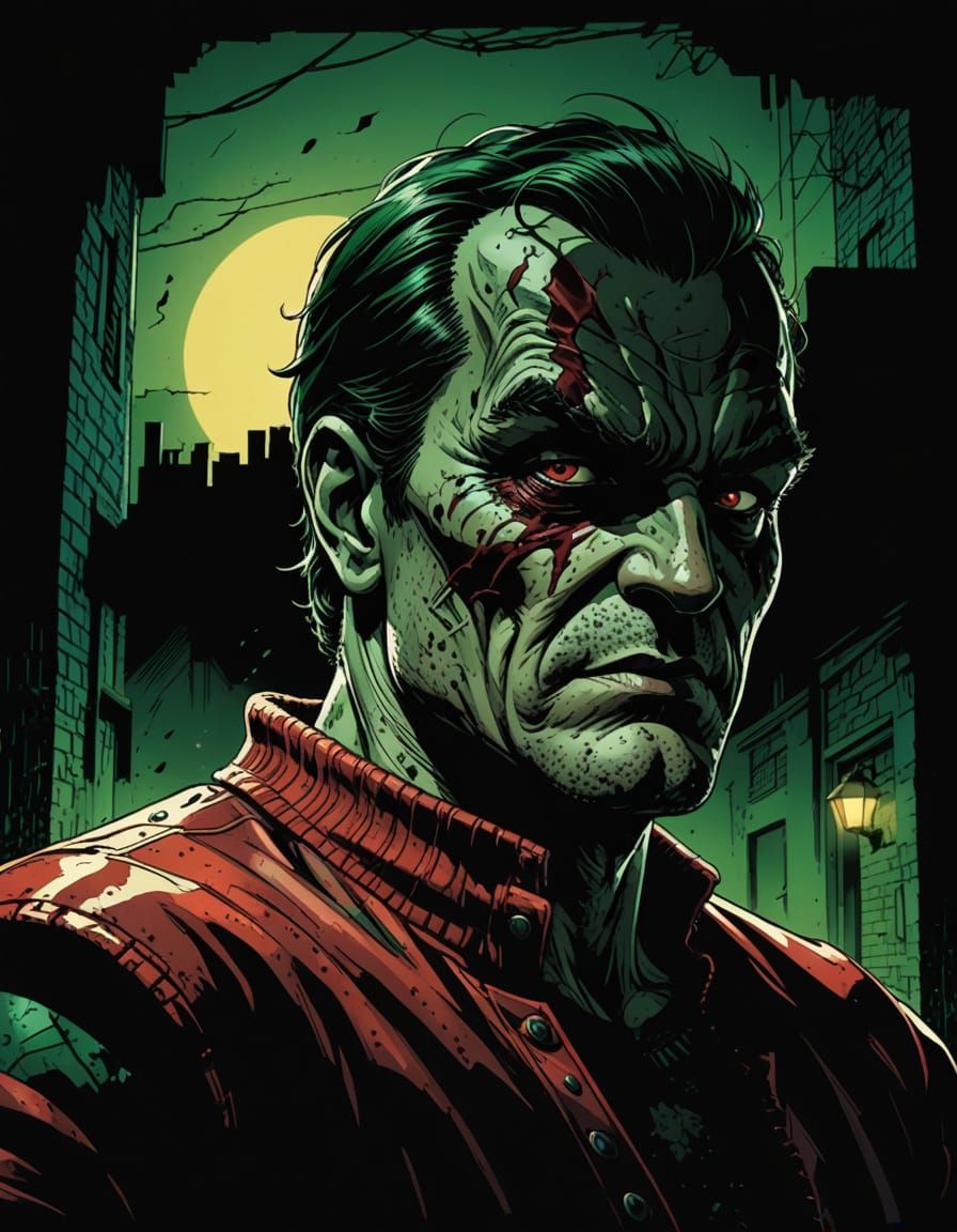 Freddy Krüger in Dark Alley Comic Book Art