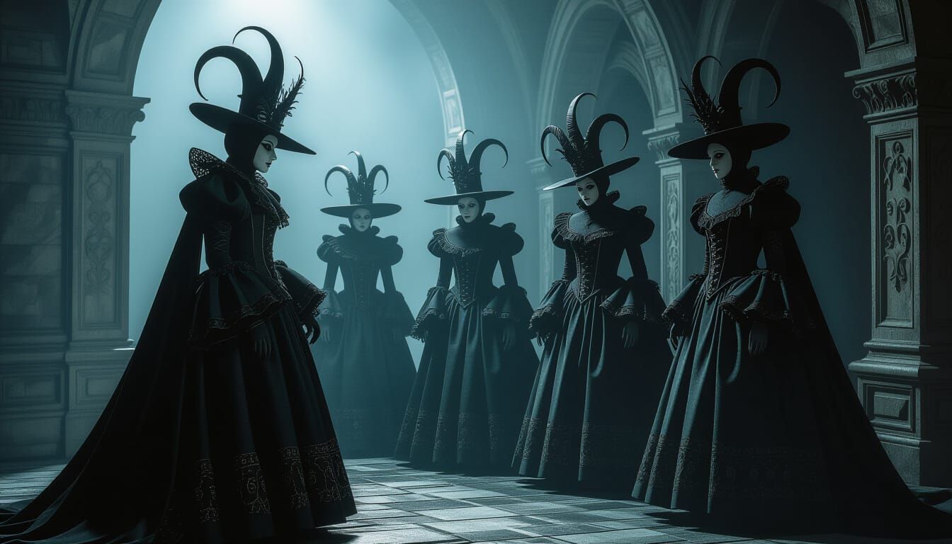 Gothic Fantasy Figures in Unsettling Costumes