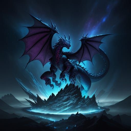 Ancient Dragon of Binary Code on Crystalline Mountain