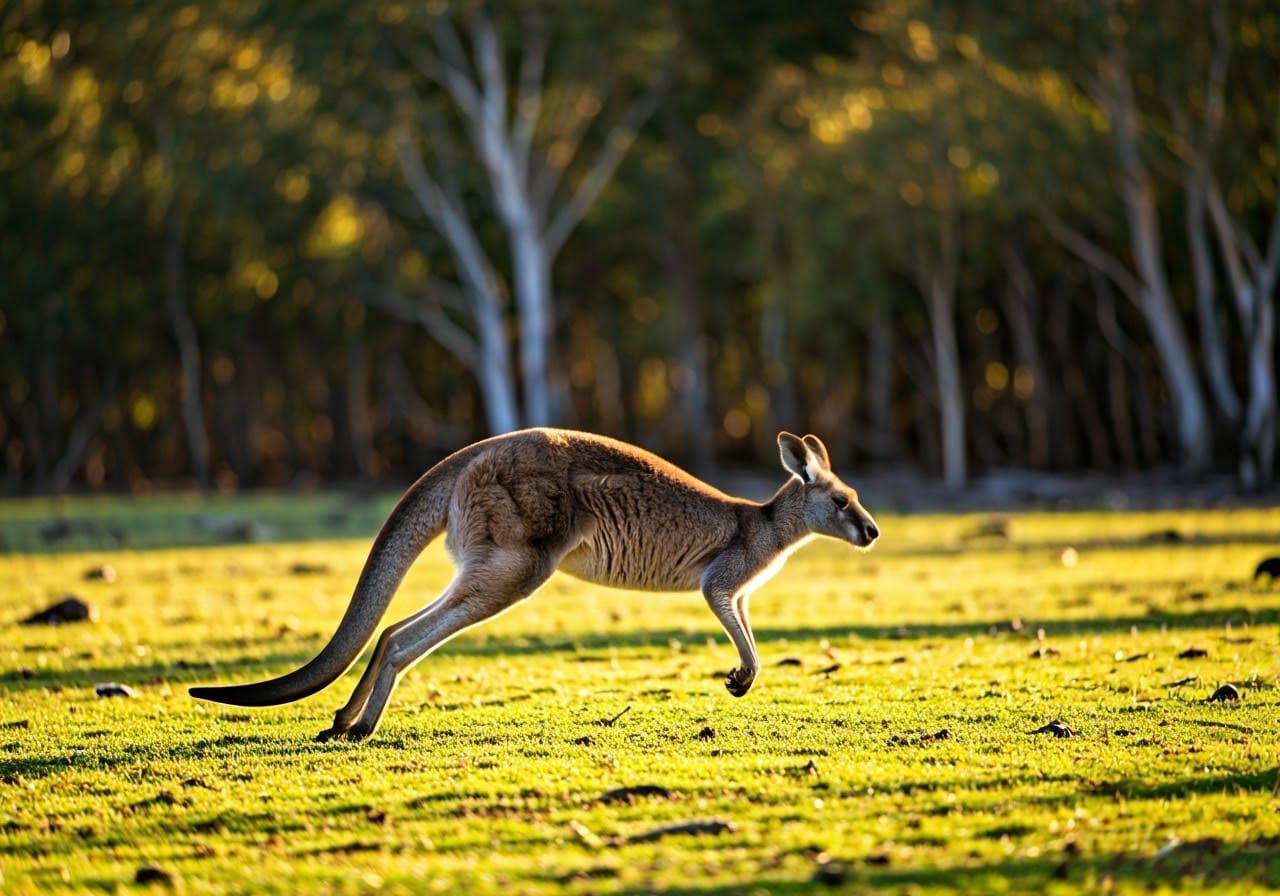 Kangaroos Running in Wild Australian Habitat