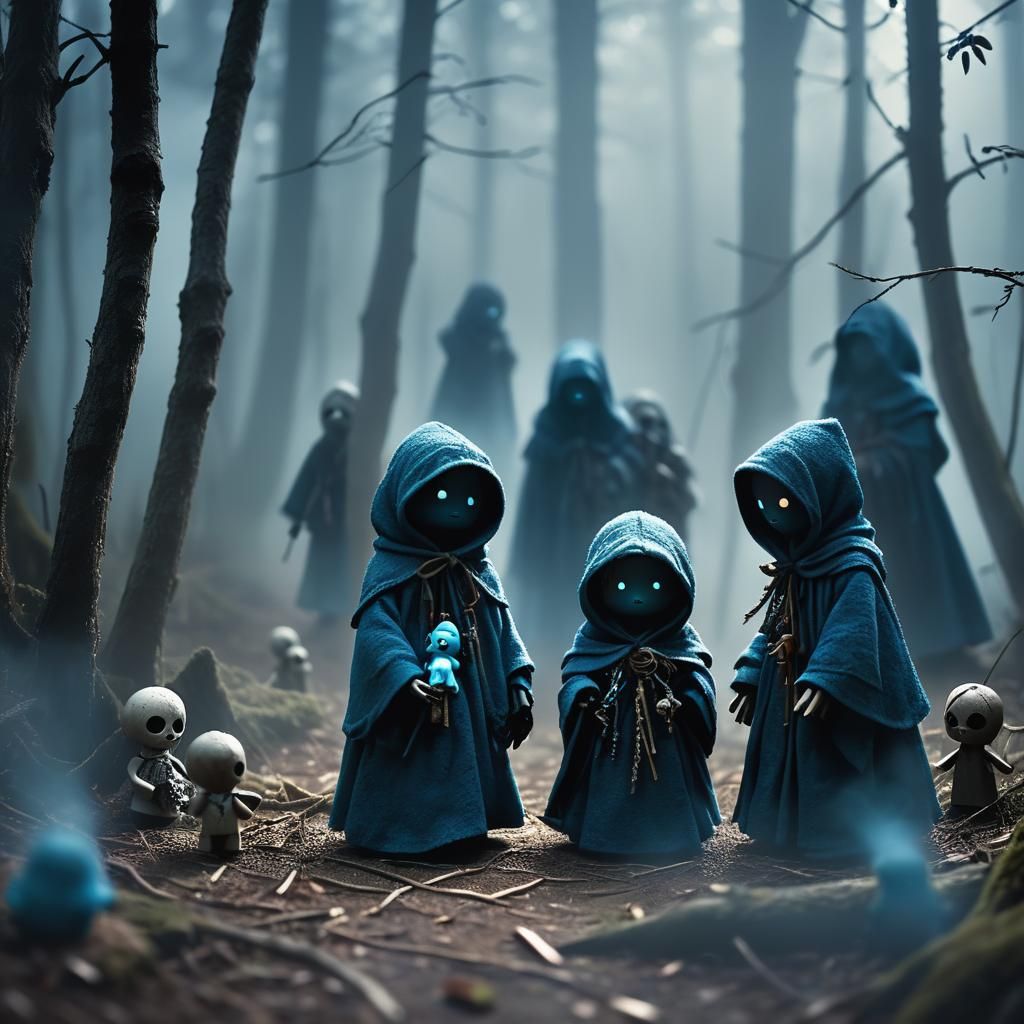 Voodoo People hugging voodoo dolls