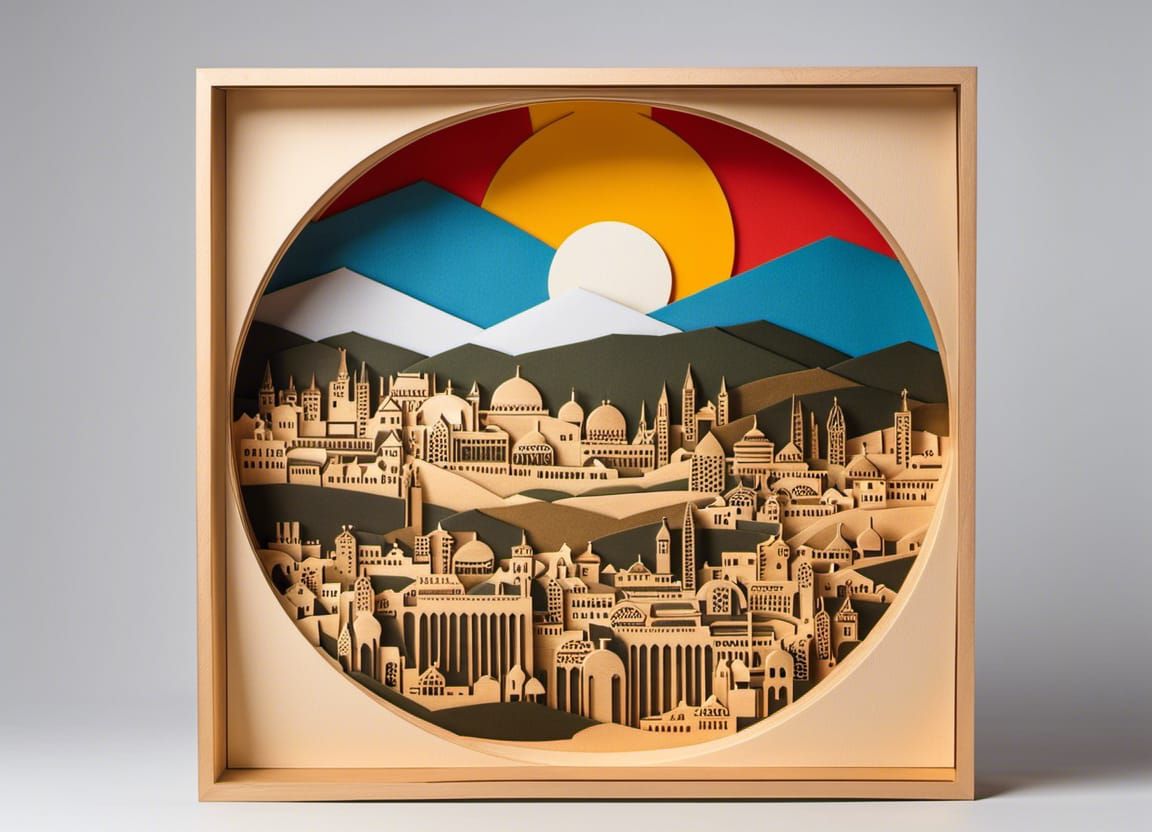 Golden Jerusalem Origami Shadowbox at Sunrise