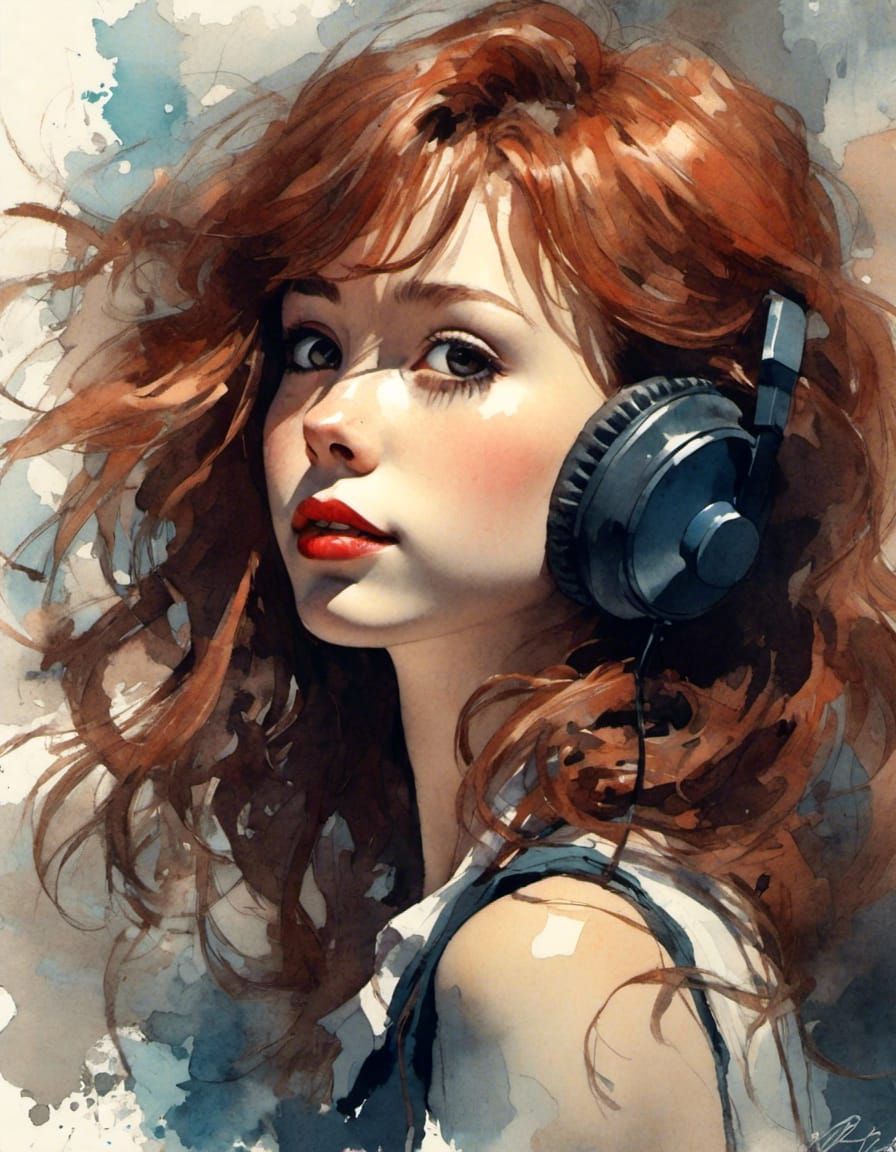 Anime Girl Singer at Microphone Illustration