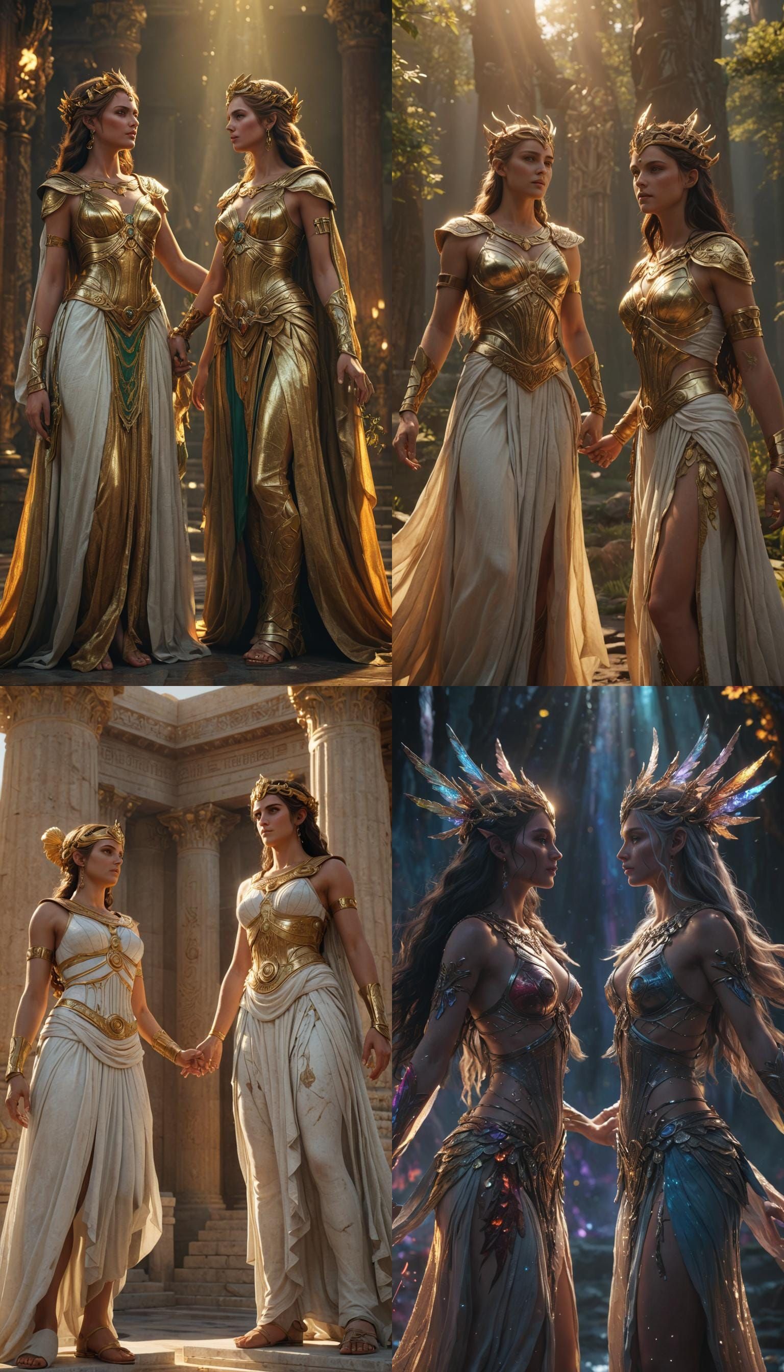 Hera and Demeter: Regal Goddesses in 3D Rendering