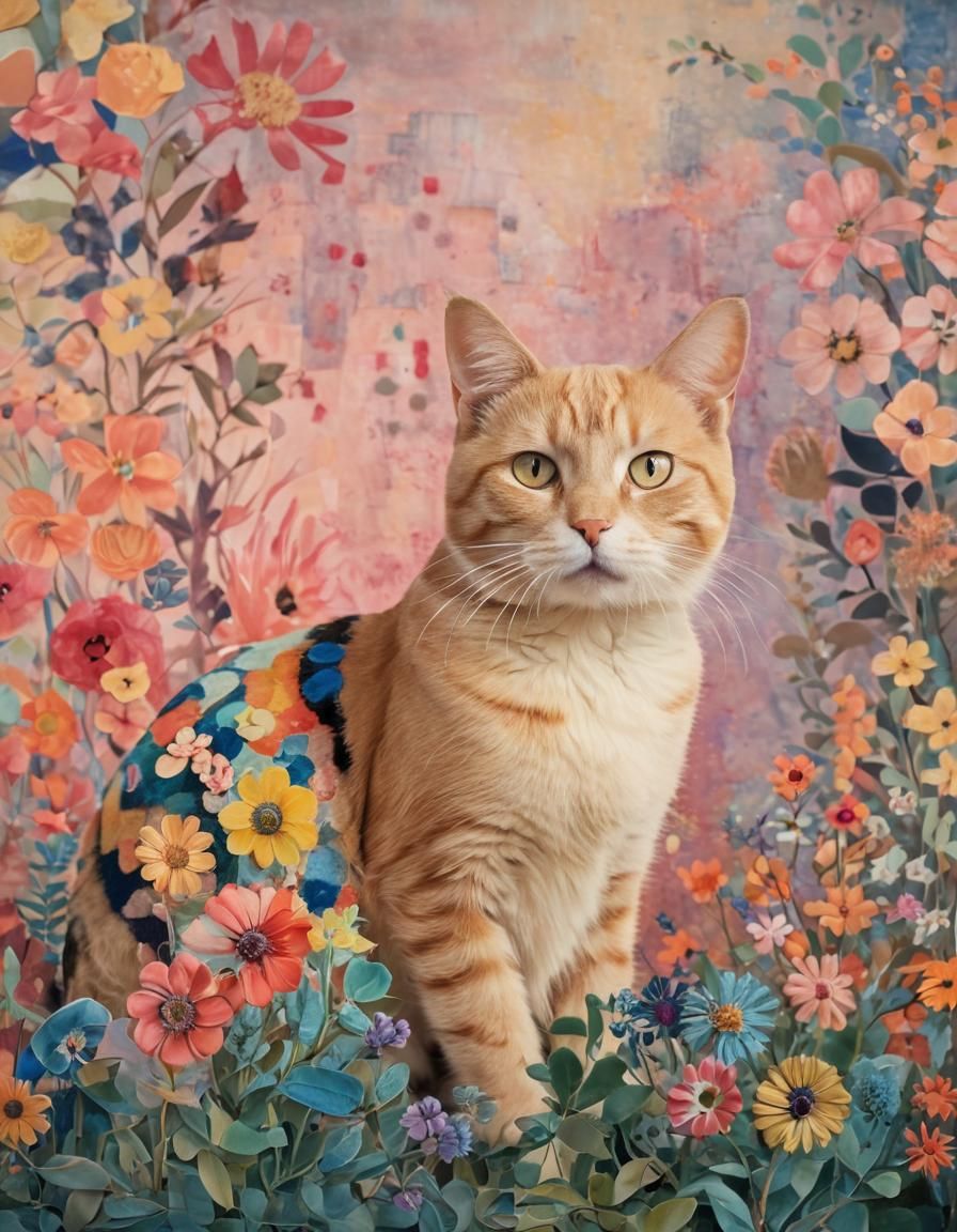 Flowers gelliprint cat #6