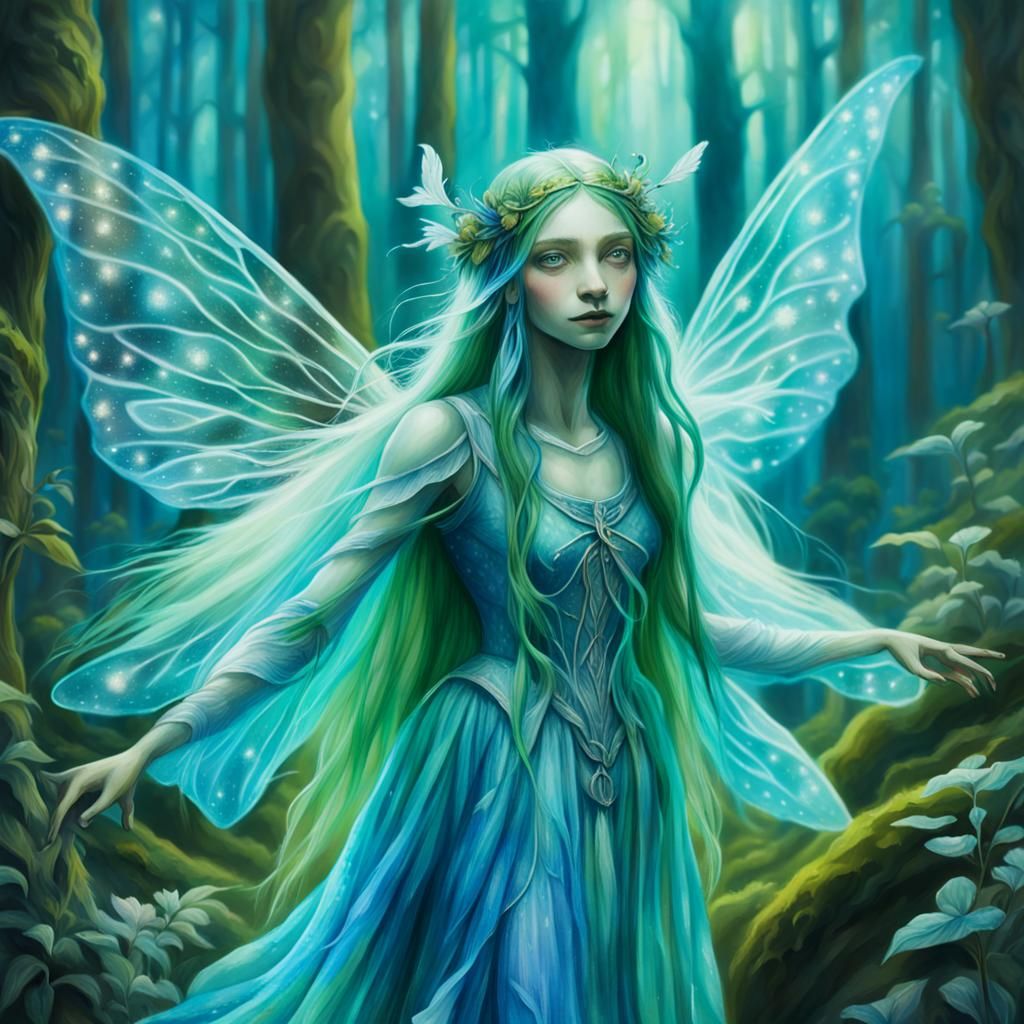 Enchanted Fairy Goddess Emerges in Whimsical Forest Paradise