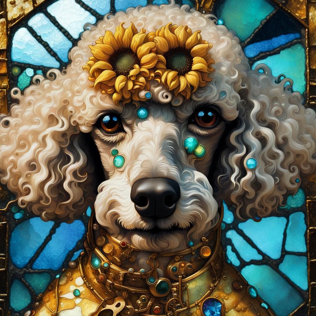 Cybernetic Poodle Portrait in Surrealist Style