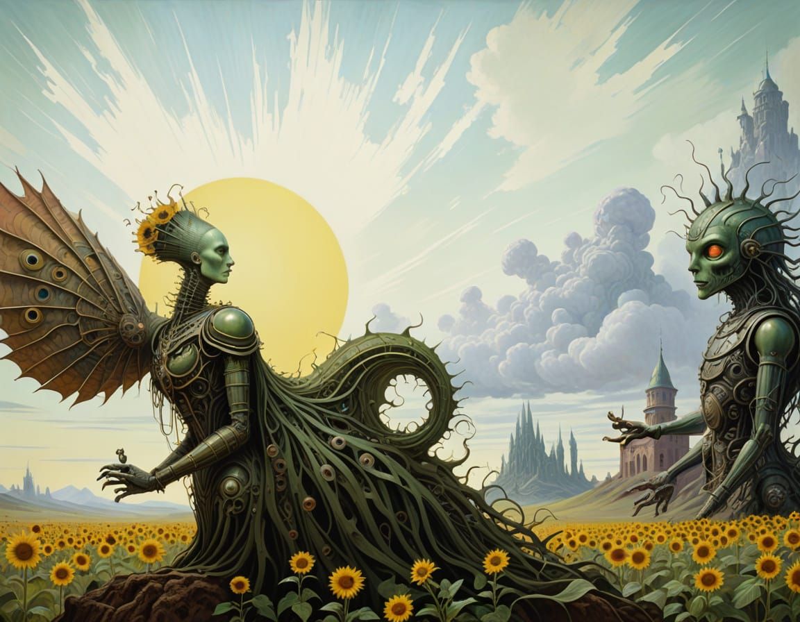 Mystical Biomechanical Being in Fantastical Universe