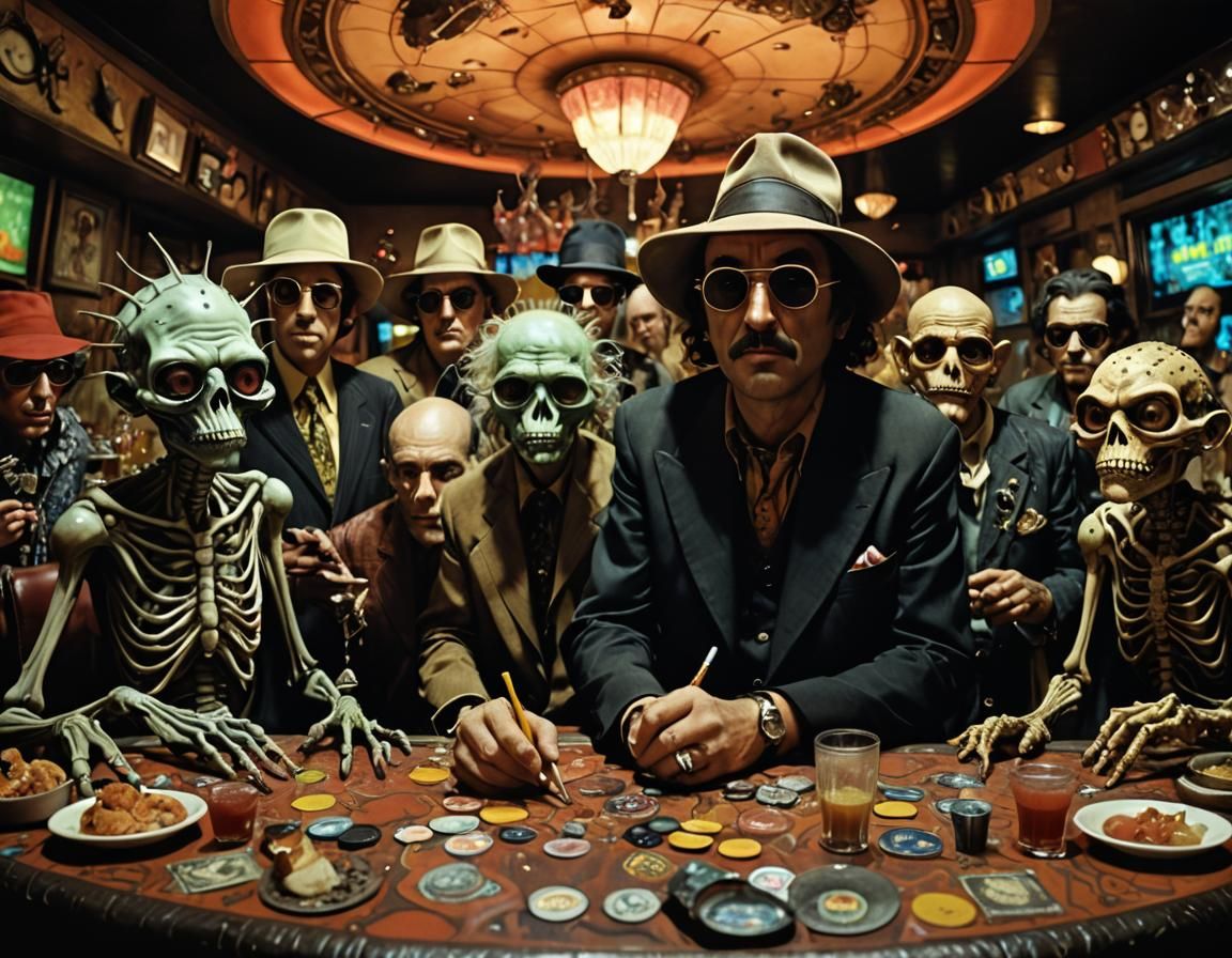 Monstrous Bar Scene in Surreal Biomechanical Style