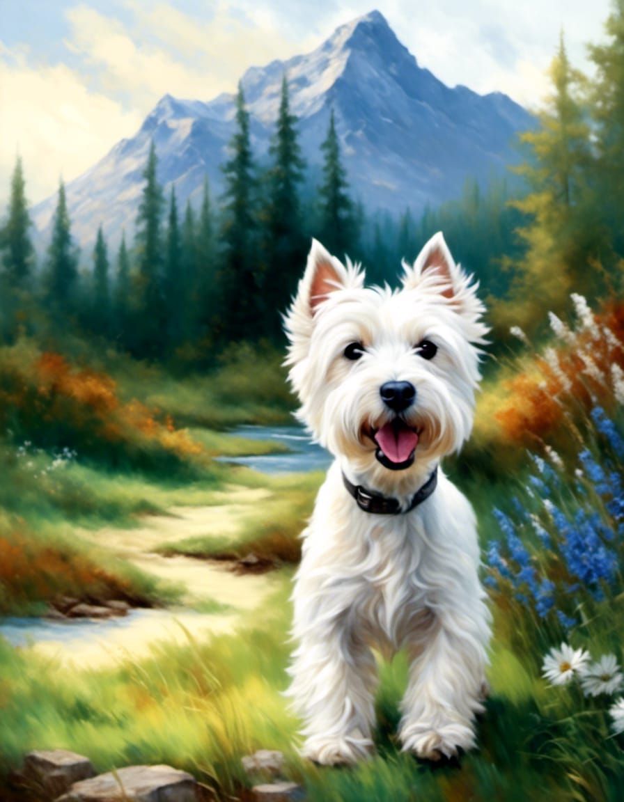 West Highland Terrier with Dragonfly Wings, Hyperrealistic R...