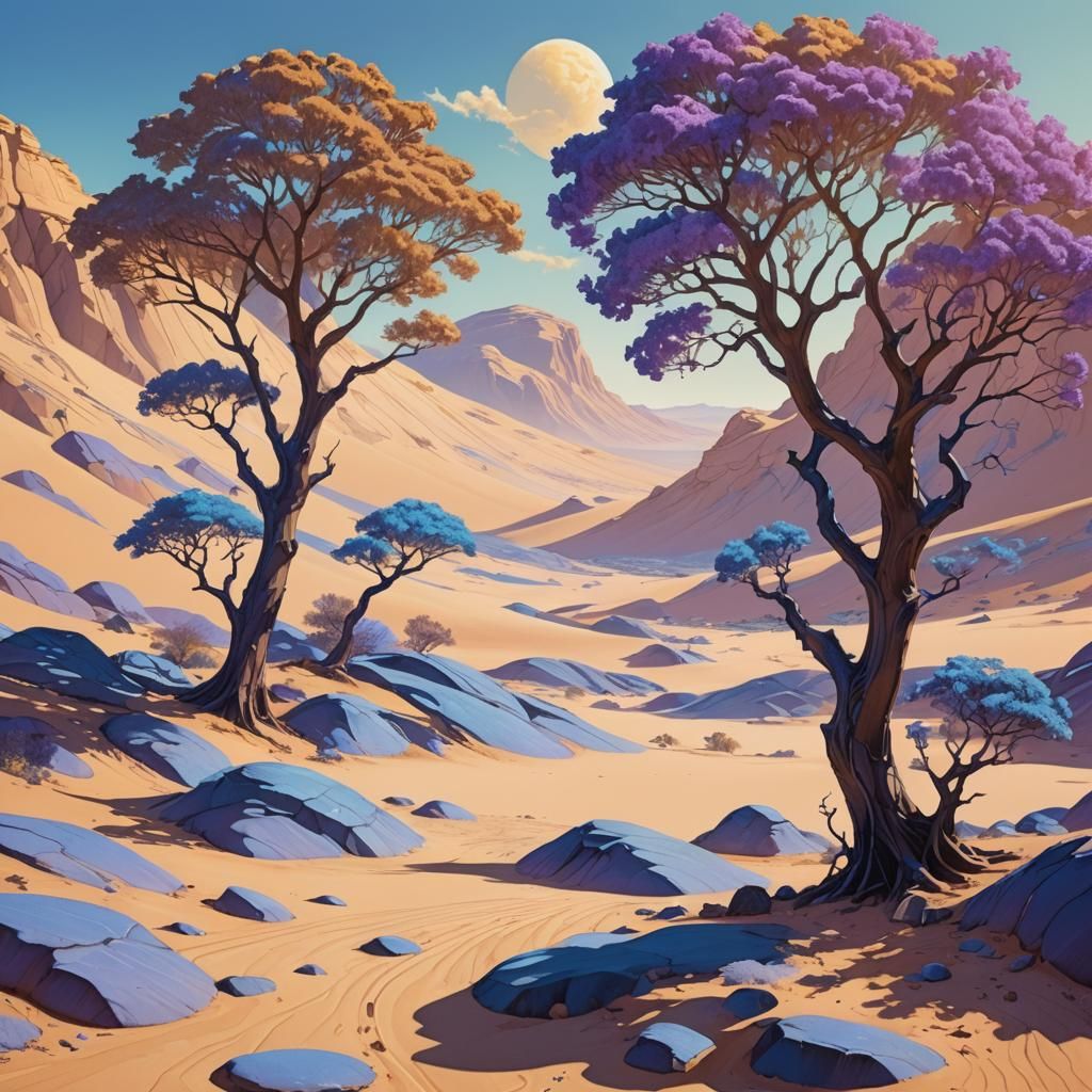 Fantasy Landscape with Shifting Sands in Matte Painting Styl...