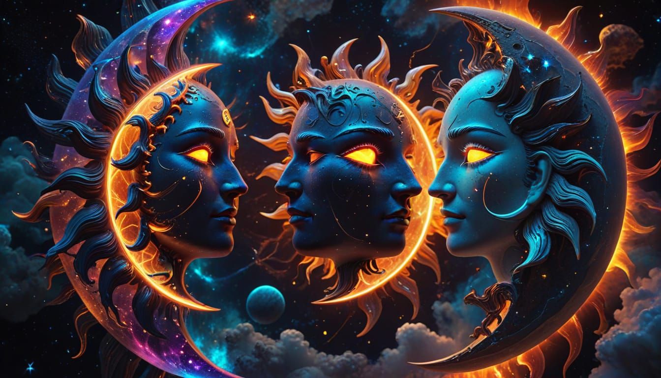 Surreal Sun and Moon Dreamlike Digital Art