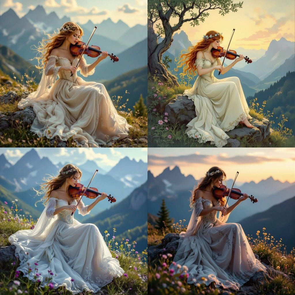 Beautiful Fairy Plays Violin in Enchanted Land