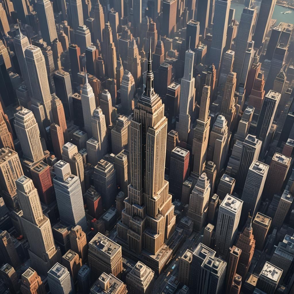 Animalistic Empire State Building in Detailed Matte Painting