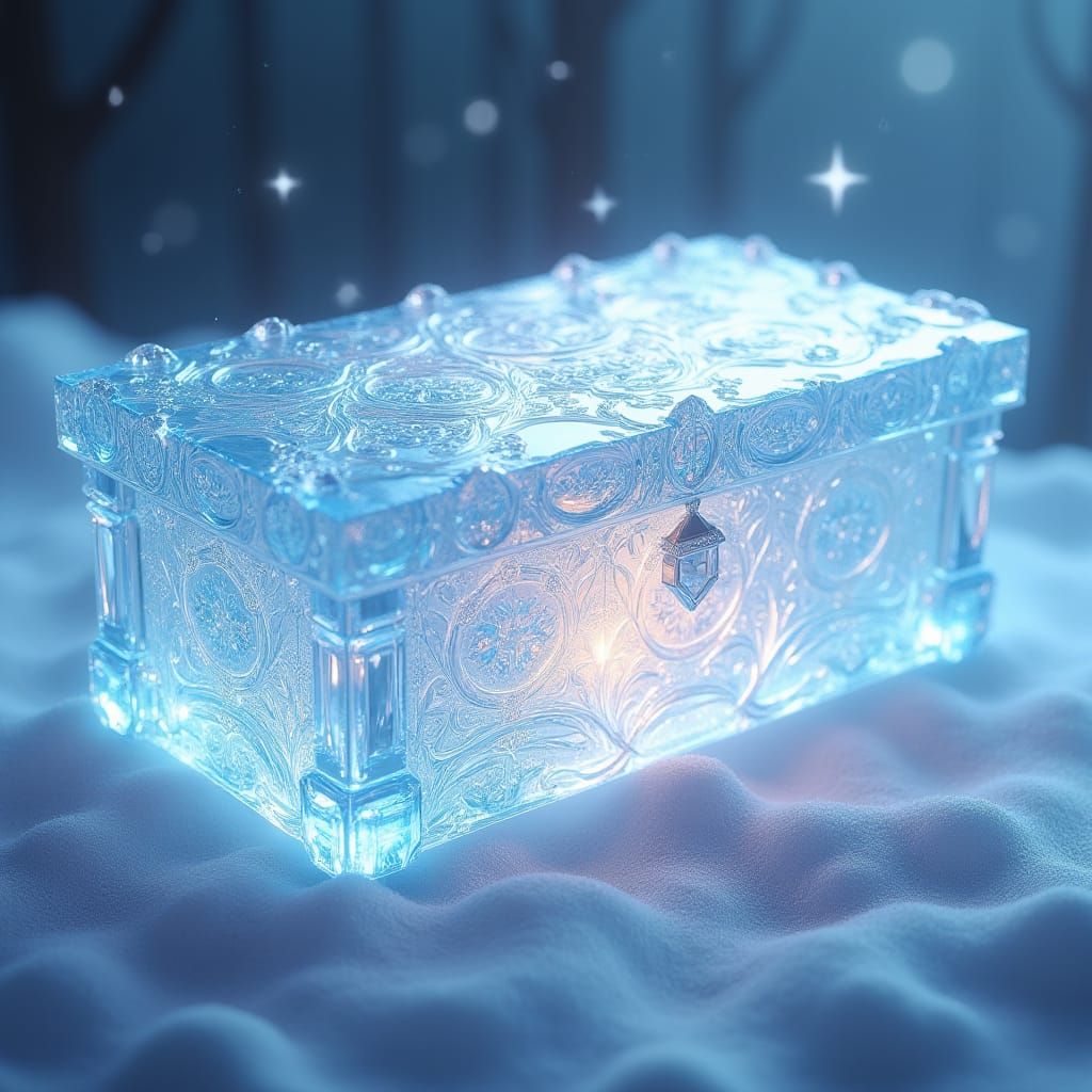 Crystal Ice Casket in 3D Anime Style