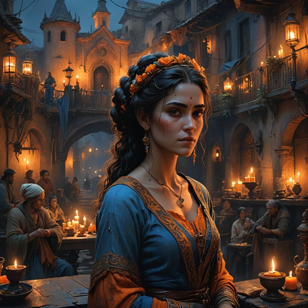 Beautiful Romani Woman with Mischievous Gaze