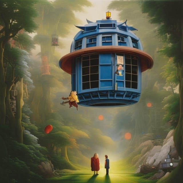 Studio Ghibli TARDIS in Art Nouveau Style