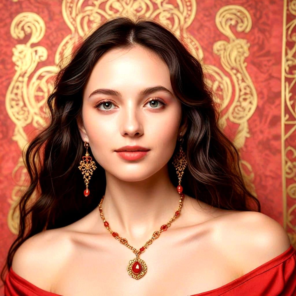 Eurasian Goddess in Ruby Jewelry