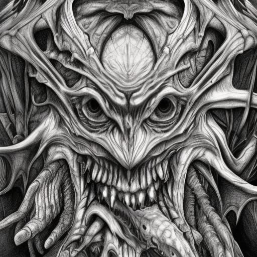 Detailed Monster Line Art for Adult Coloring