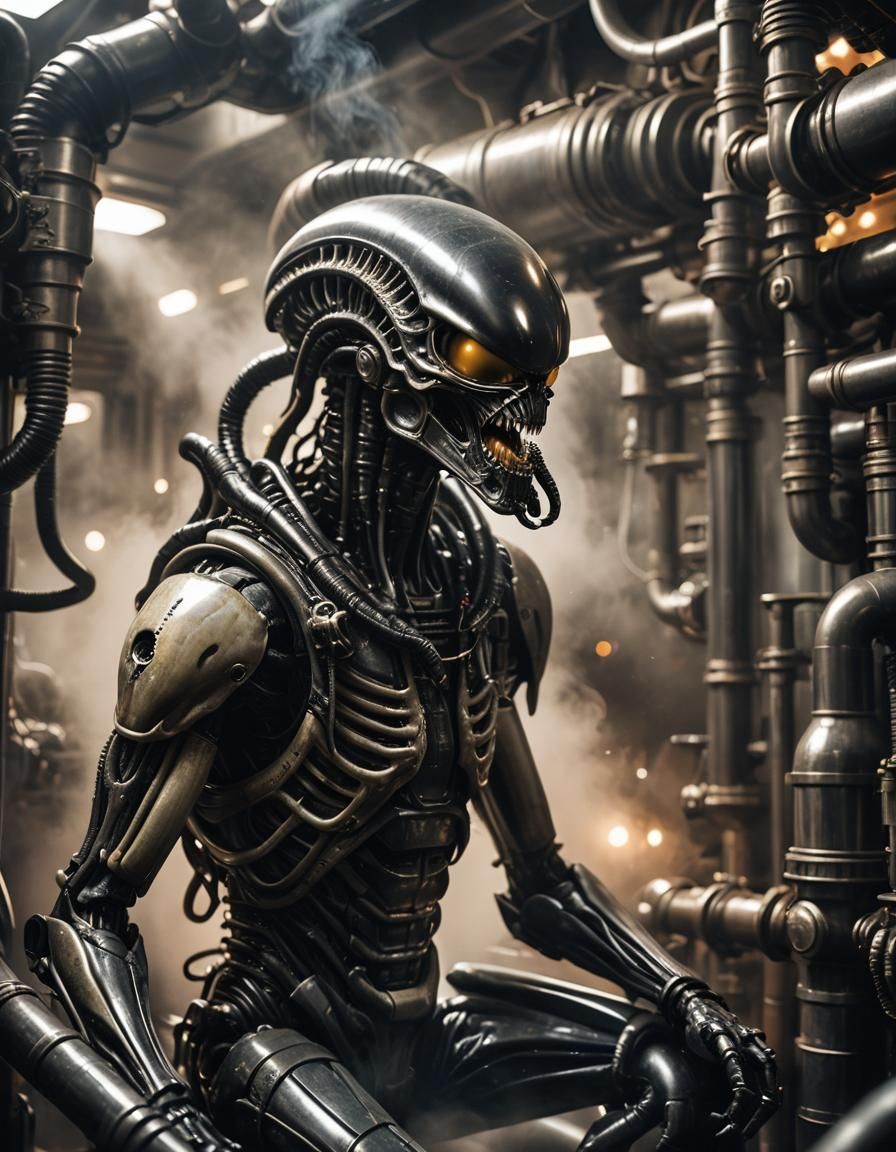 Xenomorph in Industrial Setting: Professional Photography