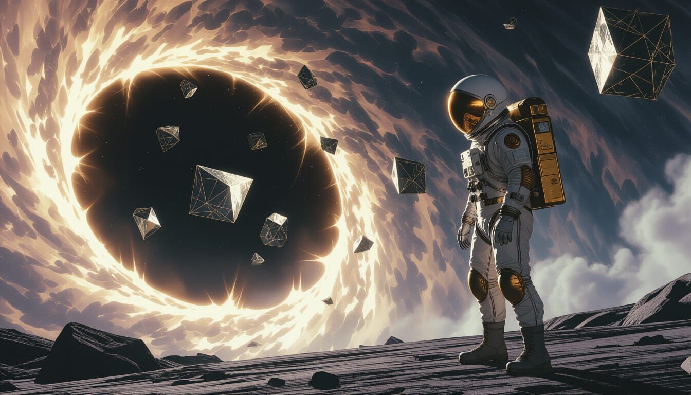 Astronaut Confronts Black Hole With Geometric Entities