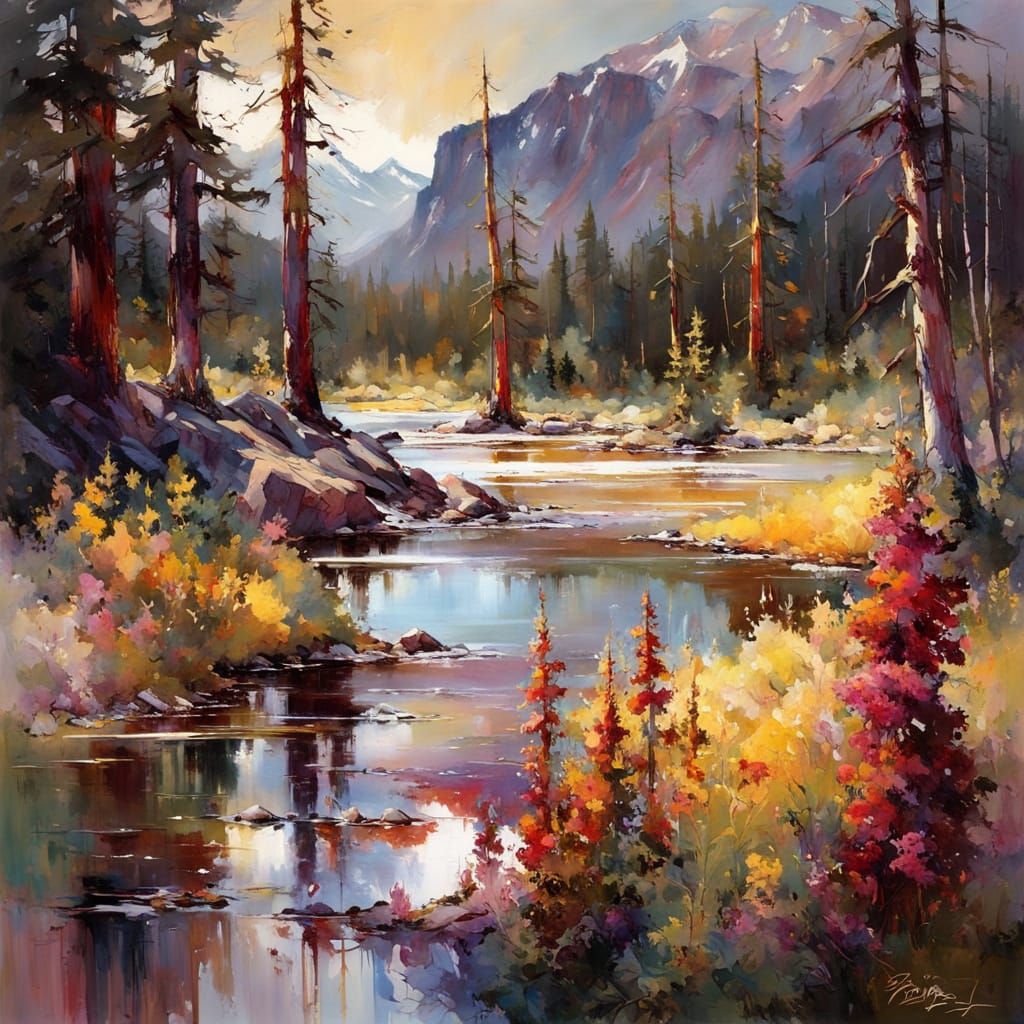 Summer at Yosemite , red copper sunset