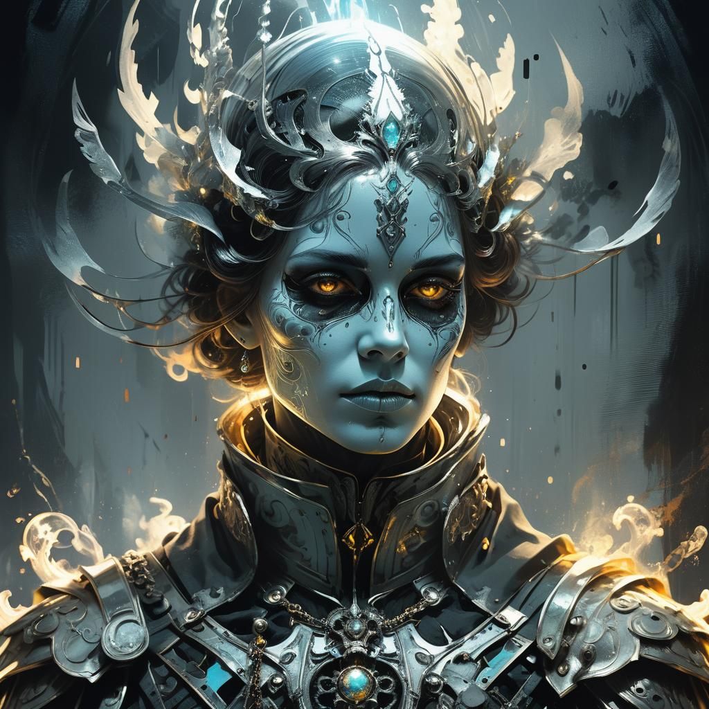 Mysterious Glowing Figure in Baroque Fantasy Art