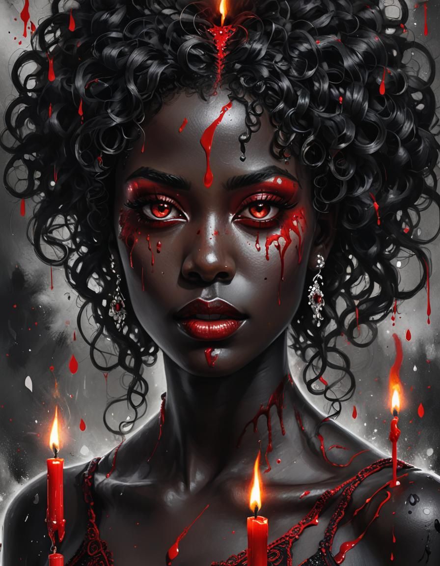 Surreal Portrait with Red Accents in Biomechanical Style