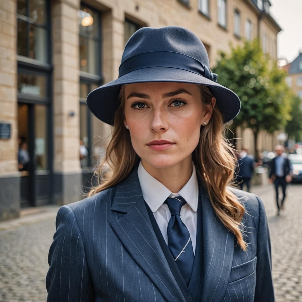 Professional Portrait of Danish Woman in Blue Suit