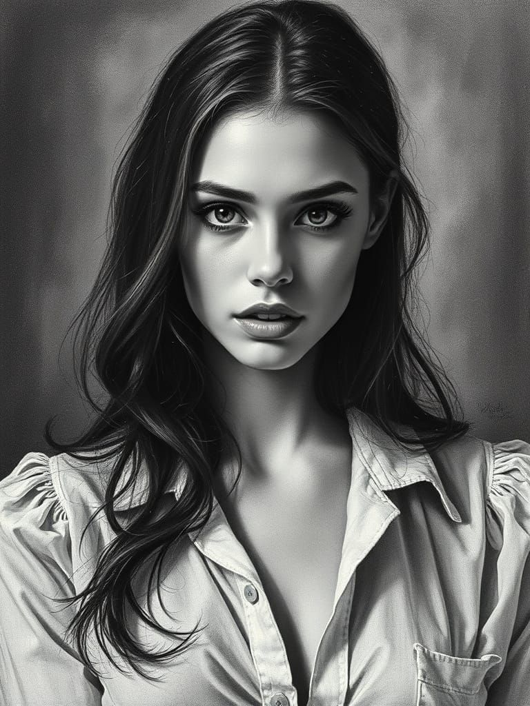 Figure Study in Charcoal Pointillism Style