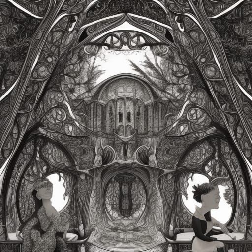 Entangled Bird Hall with Ethereal Fantasy Atmosphere