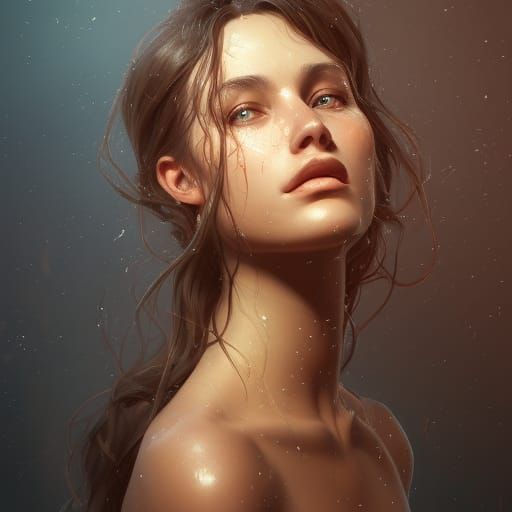 Portrait of a Naturist Woman in Hyperdetailed Style