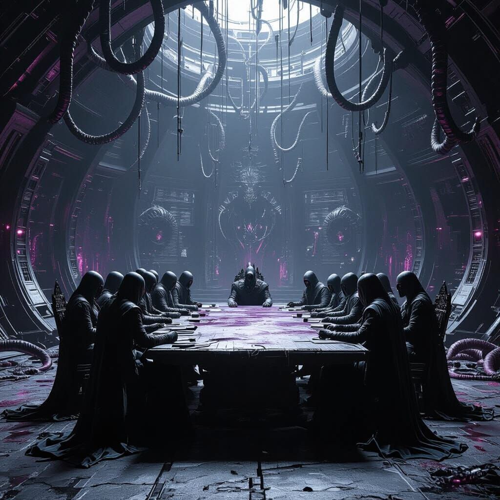 Ominous Supper in Hellish Biomechanical Chamber