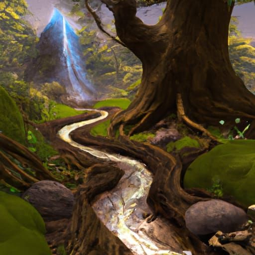 Fractal Forest Path in Springtime: Photorealistic 3D Renderi...