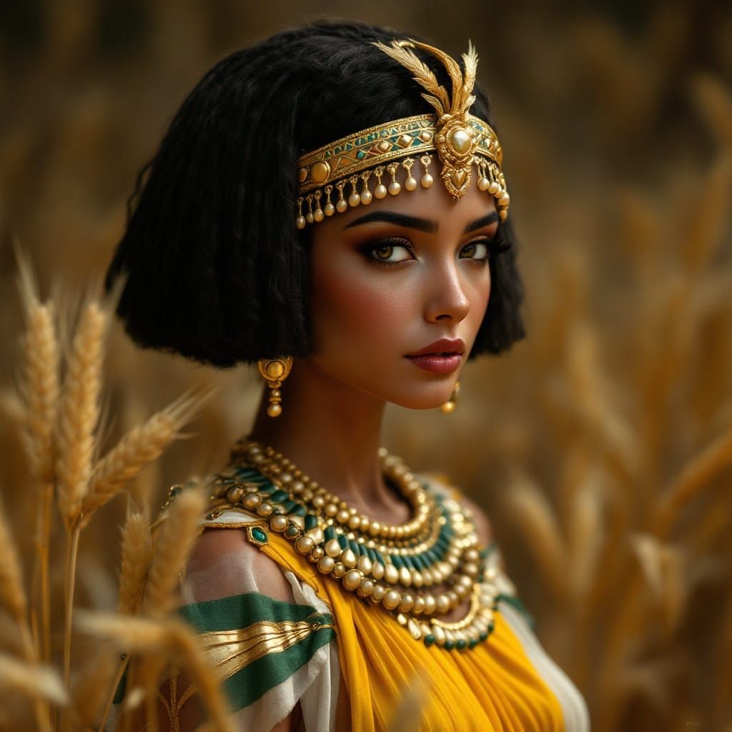 Egyptian Goddess Nepit in Vibrant Harvest Attire