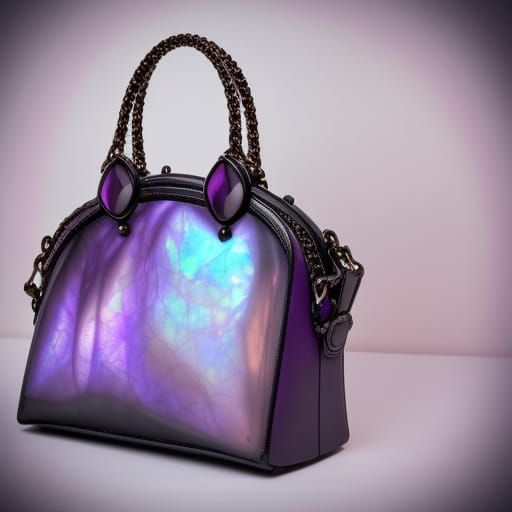 Ethereal purple gothic handbag with rainbow moonstones& gothic vibes& ethereal vibes& dark fantasy vibes& beautiful craf...